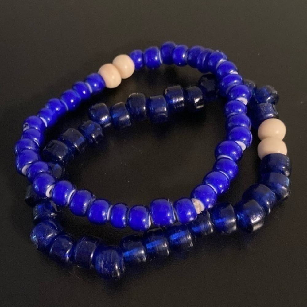 Blue Beaded Bracelet Set